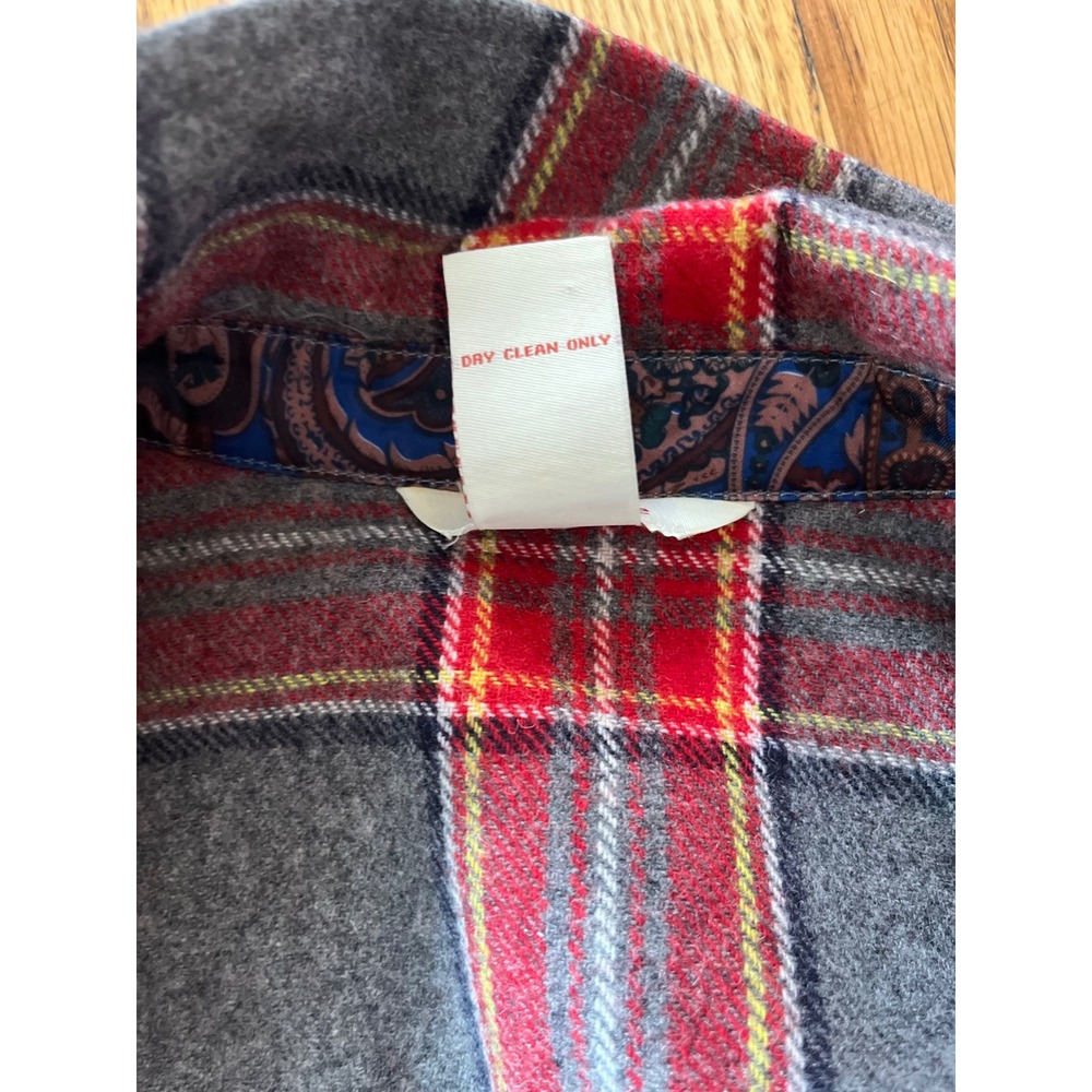 Sundance Plaid Flannel Lace Back Mixed Media Button Down Shirt Size xl b3 - Picture 7 of 8